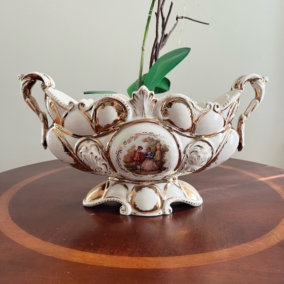 Vintage Italian porcelain centerpiece bowl beautiful ornate